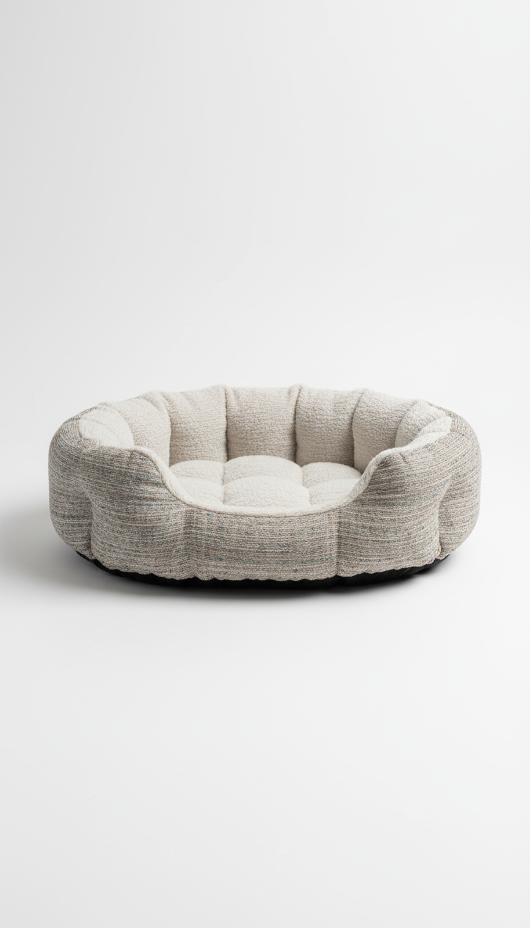 Neutral Textile Pet Bed With Structured Sides