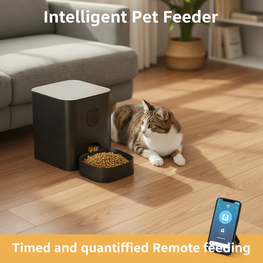 Smart Pet Feeder 2L Automatic Wifi Enabled Dry Food Dispenser for Cat Dog Home Use App Control Pet Supplies Auto Feeding System.