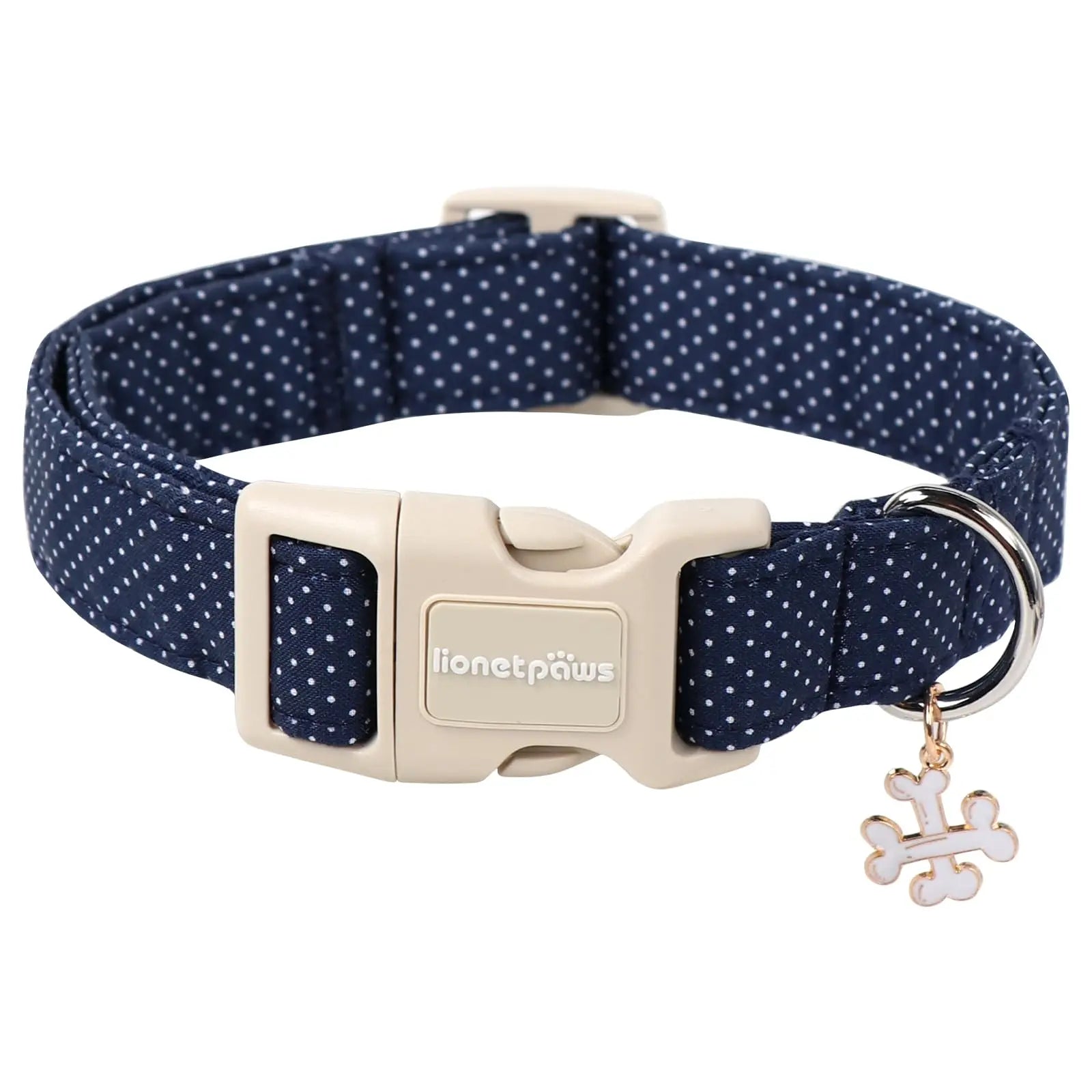 Lionet Paws Blue Summer Dog Collar - Cute Anchor Graphic Pendant, Non-Stretchy, Hand Wash Only for Small-Medium Male Dogs, Collars